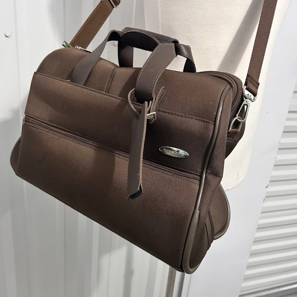 Samsonite Brown Ballistic Nylon Travel Duffel Weekender Carry On Shoulder Bag